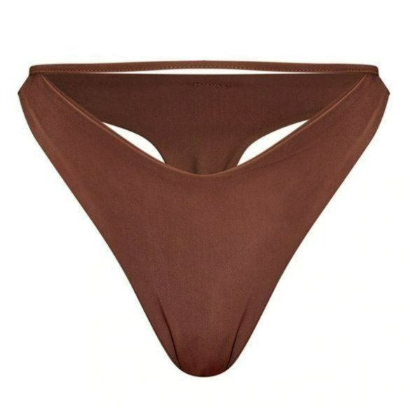 RELISTED PrettyLittleThing Chocolate Cut Out Front High Leg Bikini Bottom - Picture 8 of 8